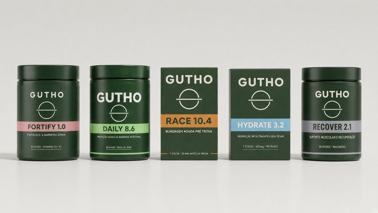 Linha GUTHO: Fortify, Daily, Race, Hydrate e Recover